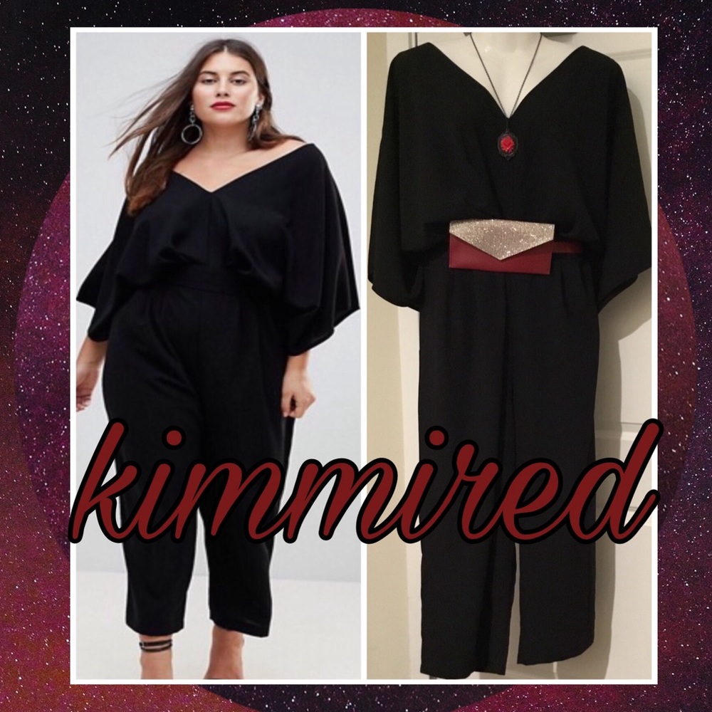 🆕Asos Curve Black Kimono Sleeve Jumpsuit~ 20 ~NWT